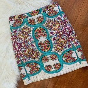 Lucy & Laurel Linen Blend Print Skirt-Size 2